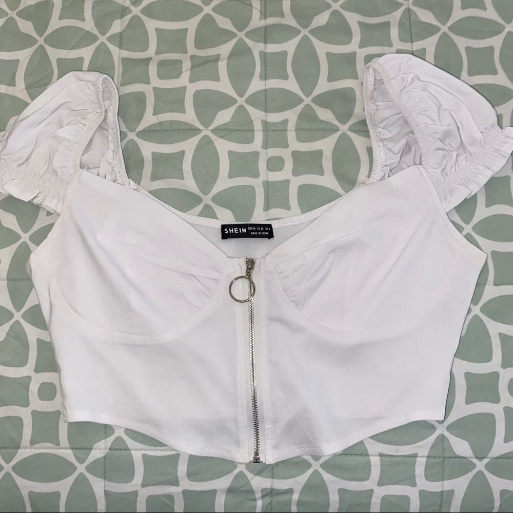 SHIEN white corset white crop top